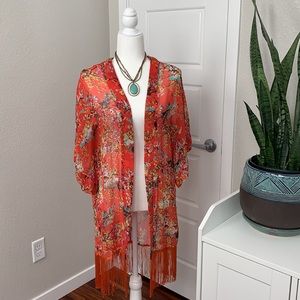 Steve Madden floral fringed Kimono